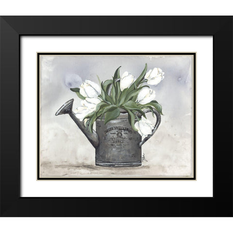 Watering Can Tulips Black Modern Wood Framed Art Print with Double Matting by Norkus, Julie