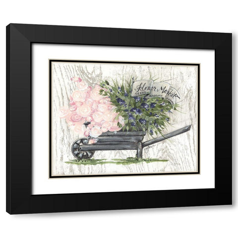 Flower Market Wheelbarrow Black Modern Wood Framed Art Print with Double Matting by Norkus, Julie