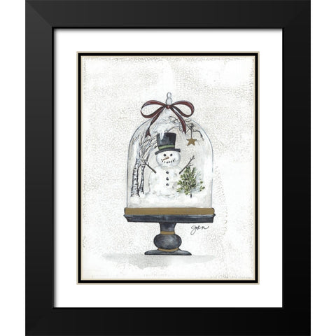 Snowman Cloche Black Modern Wood Framed Art Print with Double Matting by Norkus, Julie