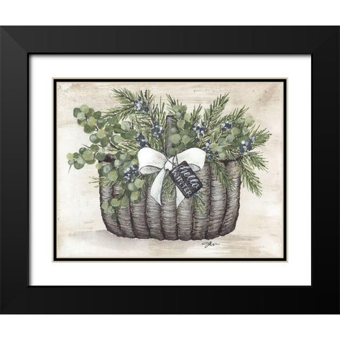 Winter Greens Basket Black Modern Wood Framed Art Print with Double Matting by Norkus, Julie