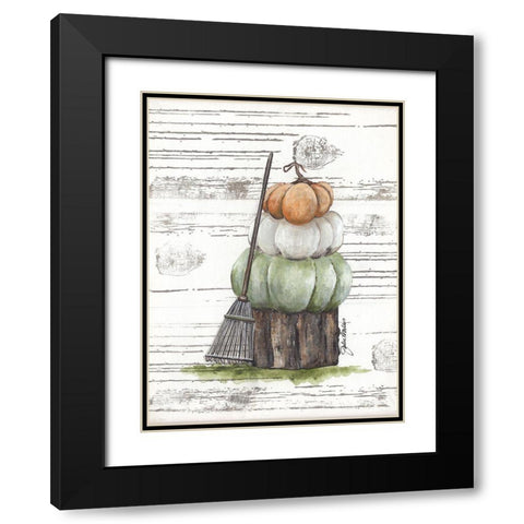 Raking Leaves Black Modern Wood Framed Art Print with Double Matting by Norkus, Julie