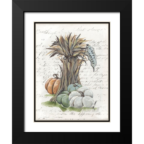 Happy Harvest Corn Stalk Black Modern Wood Framed Art Print with Double Matting by Norkus, Julie