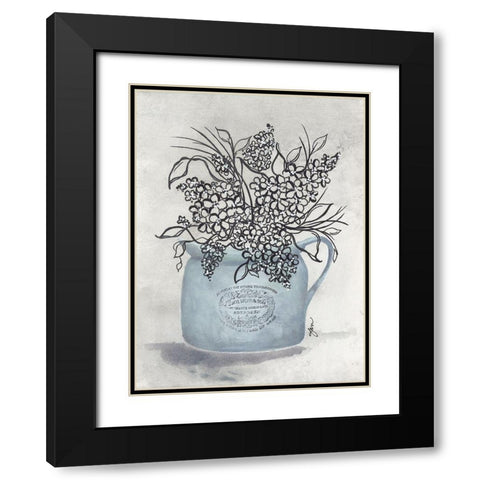 Sketchy Floral Enamel Pot Black Modern Wood Framed Art Print with Double Matting by Norkus, Julie