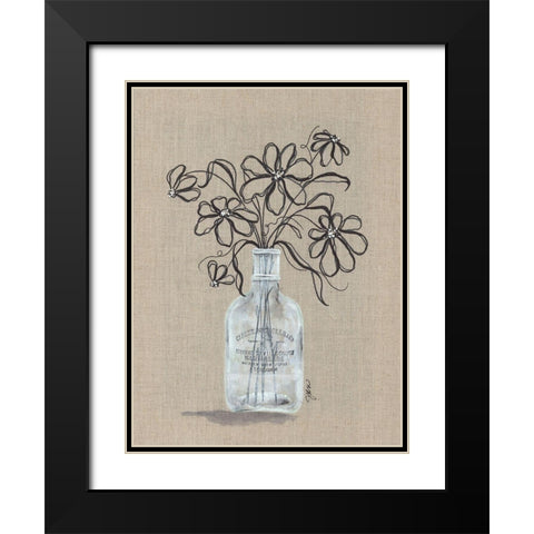 Sketchy Floral 1 Black Modern Wood Framed Art Print with Double Matting by Norkus, Julie
