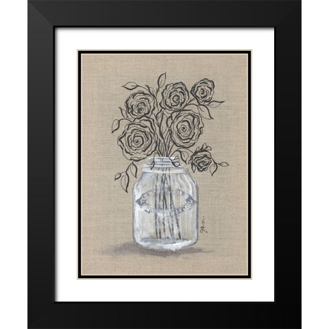 Sketchy Floral 2 Black Modern Wood Framed Art Print with Double Matting by Norkus, Julie