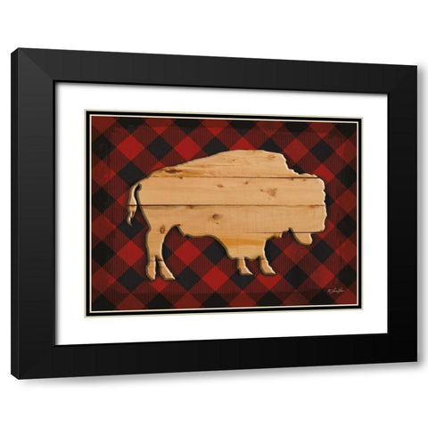 Wood and Plaid Buffalo Black Modern Wood Framed Art Print with Double Matting by Rader, Lauren