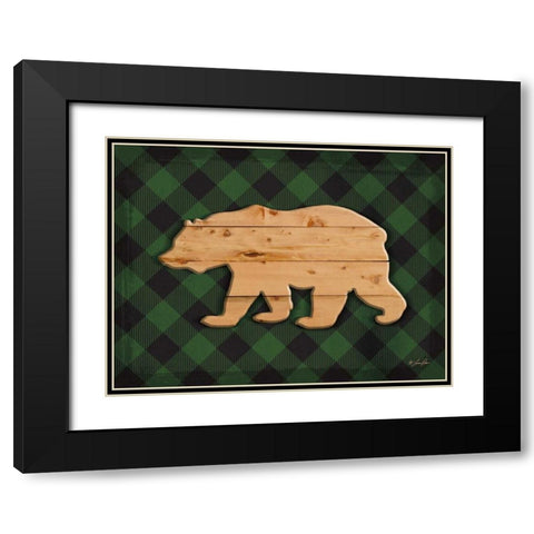 Wood and Plaid Bear Black Modern Wood Framed Art Print with Double Matting by Rader, Lauren