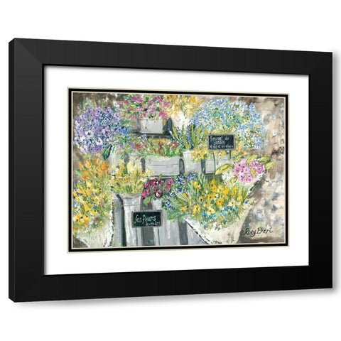 The French Flower Market Black Modern Wood Framed Art Print with Double Matting by Ebert, Roey
