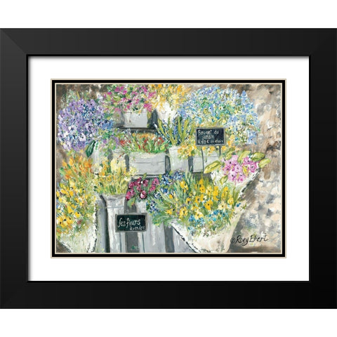 The French Flower Market Black Modern Wood Framed Art Print with Double Matting by Ebert, Roey