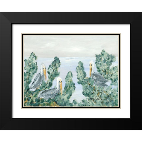 The Pelican Perch Black Modern Wood Framed Art Print with Double Matting by Ebert, Roey