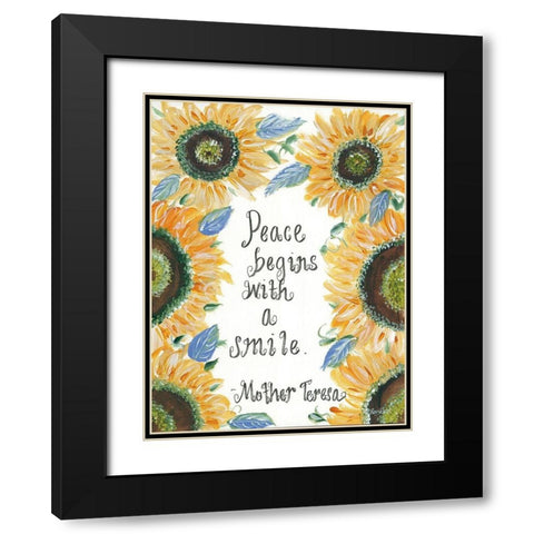 Peace Mother Teresa Black Modern Wood Framed Art Print with Double Matting by Ebert, Roey