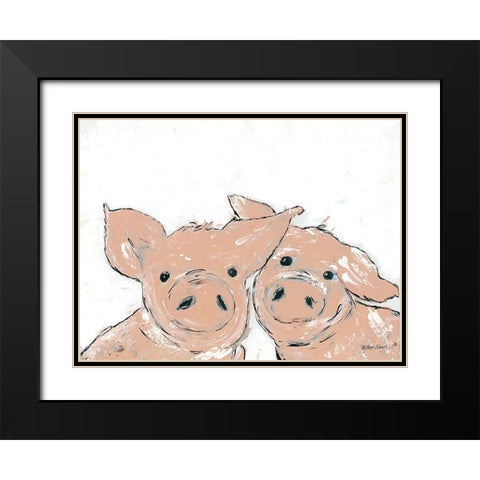 Pigs Black Modern Wood Framed Art Print with Double Matting by Ebert, Roey
