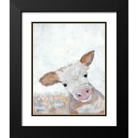 Moo Black Modern Wood Framed Art Print with Double Matting by Ebert, Roey