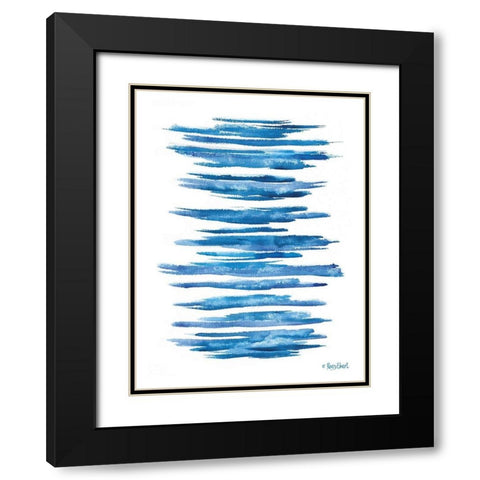 Aegean Blue Abstract VI Black Modern Wood Framed Art Print with Double Matting by Ebert, Roey
