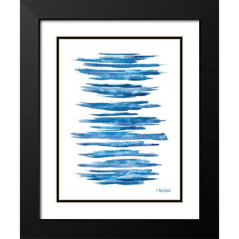 Aegean Blue Abstract VI Black Modern Wood Framed Art Print with Double Matting by Ebert, Roey