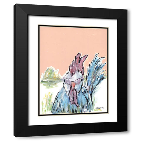 Cock-A-Doodle-Doo Black Modern Wood Framed Art Print with Double Matting by Ebert, Roey