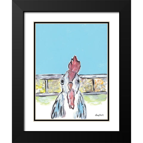 Cluck Cluck Black Modern Wood Framed Art Print with Double Matting by Ebert, Roey