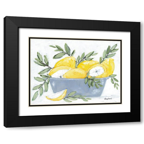 Lemons in Bowl Black Modern Wood Framed Art Print with Double Matting by Ebert, Roey