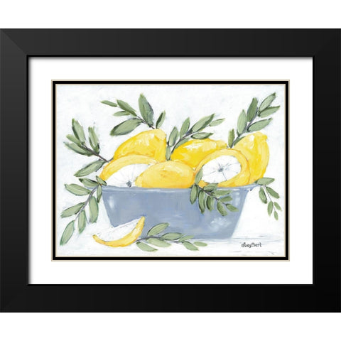 Lemons in Bowl Black Modern Wood Framed Art Print with Double Matting by Ebert, Roey