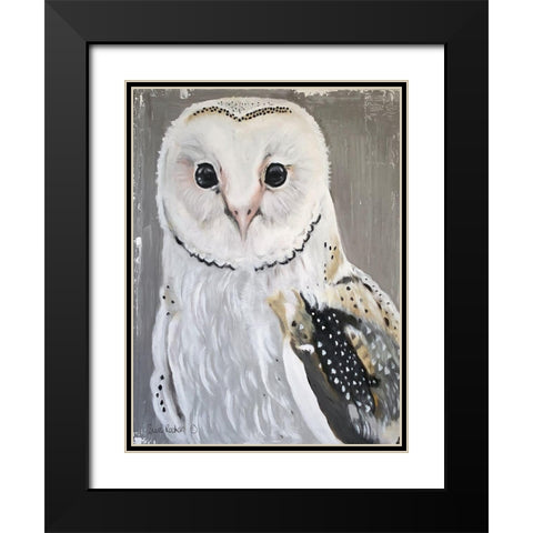 Barn Owl Black Modern Wood Framed Art Print with Double Matting by Redman, Suzi