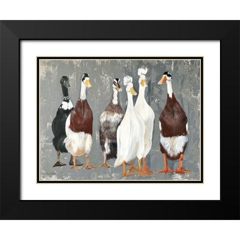 Six Runner Ducks Black Modern Wood Framed Art Print with Double Matting by Redman, Suzi