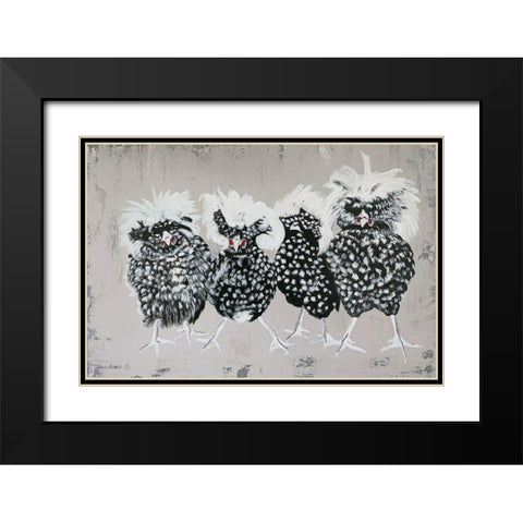 Polish Chickens Black Modern Wood Framed Art Print with Double Matting by Redman, Suzi
