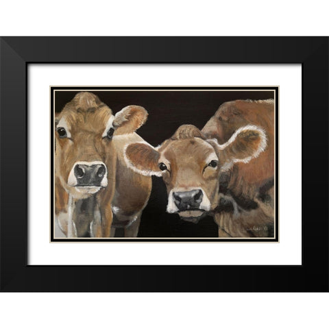Hello There Cows Black Modern Wood Framed Art Print with Double Matting by Redman, Suzi