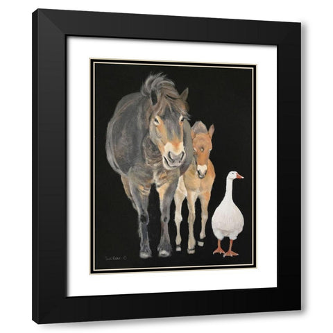 Farmyard Trio Black Modern Wood Framed Art Print with Double Matting by Redman, Suzi