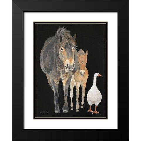 Farmyard Trio Black Modern Wood Framed Art Print with Double Matting by Redman, Suzi