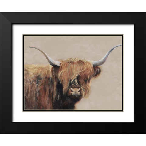 Highland Cow Black Modern Wood Framed Art Print with Double Matting by Redman, Suzi