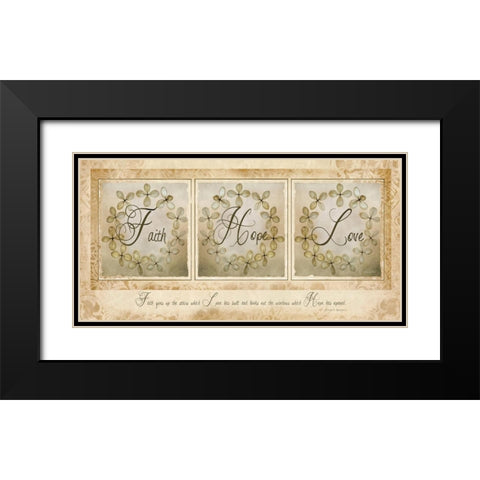 Faith, Hope, Love Black Modern Wood Framed Art Print with Double Matting by Vieira, Robin-Lee