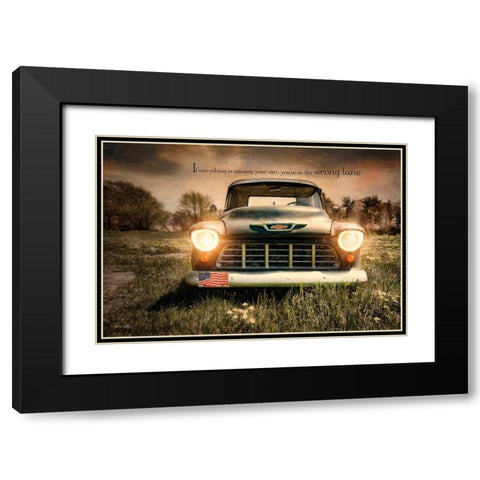 Wrong Lane Black Modern Wood Framed Art Print with Double Matting by Vieira, Robin-Lee