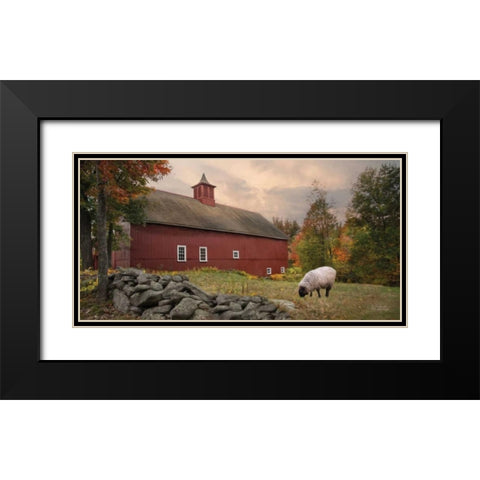 The Lone Grazer  Black Modern Wood Framed Art Print with Double Matting by Vieira, Robin-Lee
