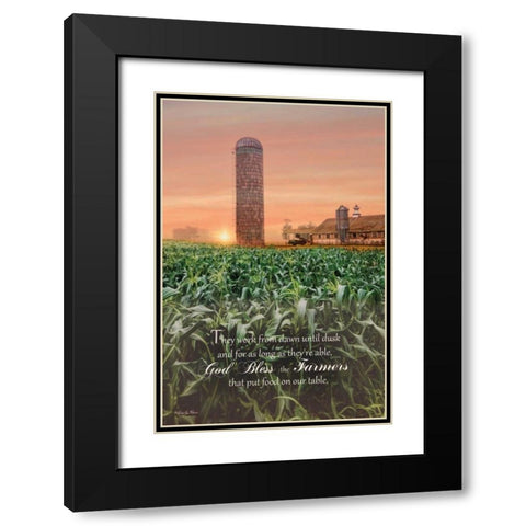 God Bless Farmers Black Modern Wood Framed Art Print with Double Matting by Vieira, Robin-Lee