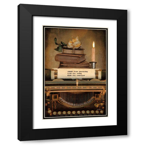 Learn from Yesterday Black Modern Wood Framed Art Print with Double Matting by Vieira, Robin-Lee