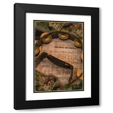 Holly and Ivy Black Modern Wood Framed Art Print with Double Matting by Vieira, Robin-Lee