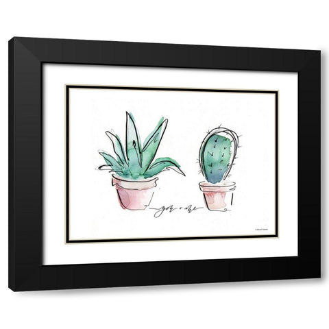 You and Me Cactus Black Modern Wood Framed Art Print with Double Matting by Nieman, Rachel