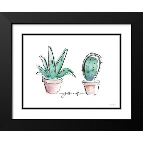 You and Me Cactus Black Modern Wood Framed Art Print with Double Matting by Nieman, Rachel