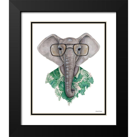 Elephant in Eye Glasses Black Modern Wood Framed Art Print with Double Matting by Nieman, Rachel