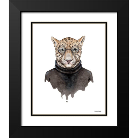 Jaguar as Steve Jobs Black Modern Wood Framed Art Print with Double Matting by Nieman, Rachel