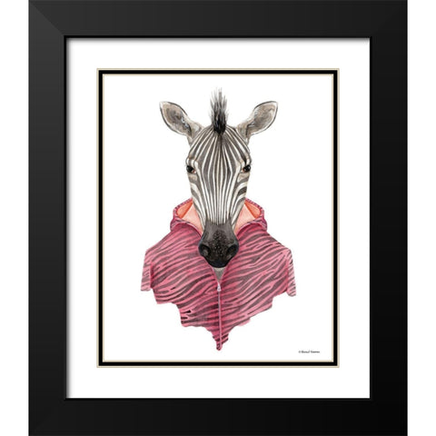 Zebra in a Zipup Black Modern Wood Framed Art Print with Double Matting by Nieman, Rachel