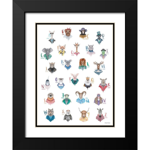 Animal Alphabet Poster Black Modern Wood Framed Art Print with Double Matting by Nieman, Rachel
