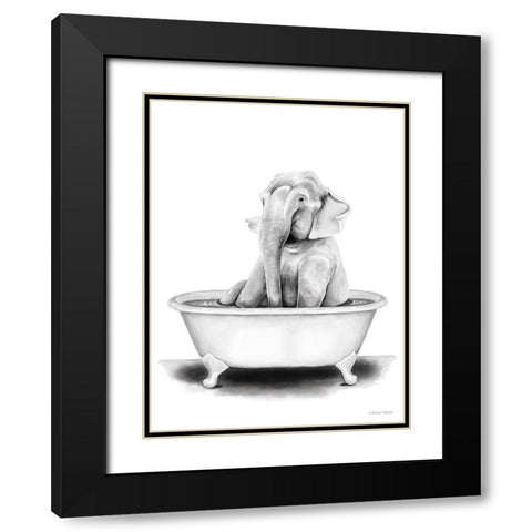 Elephant in Tub Black Modern Wood Framed Art Print with Double Matting by Nieman, Rachel