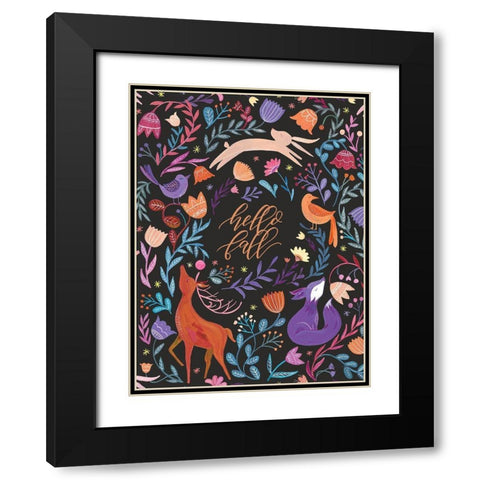 Hello Fall Folklore     Black Modern Wood Framed Art Print with Double Matting by Nieman, Rachel