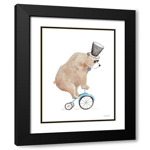 Bear on a Bike Black Modern Wood Framed Art Print with Double Matting by Nieman, Rachel