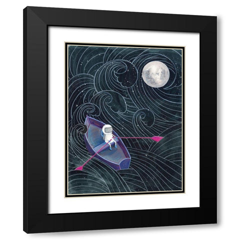 Boat to the Moon Black Modern Wood Framed Art Print with Double Matting by Nieman, Rachel