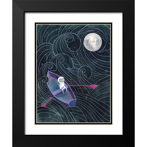 Boat to the Moon Black Modern Wood Framed Art Print with Double Matting by Nieman, Rachel