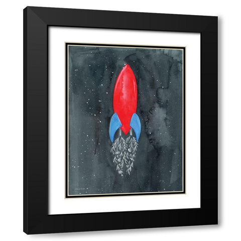 Flower Rocket Black Modern Wood Framed Art Print with Double Matting by Nieman, Rachel
