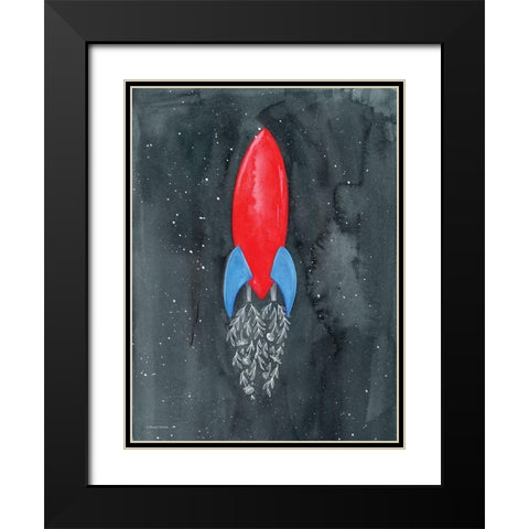 Flower Rocket Black Modern Wood Framed Art Print with Double Matting by Nieman, Rachel