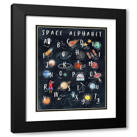 Space Alphabet Black Modern Wood Framed Art Print with Double Matting by Nieman, Rachel